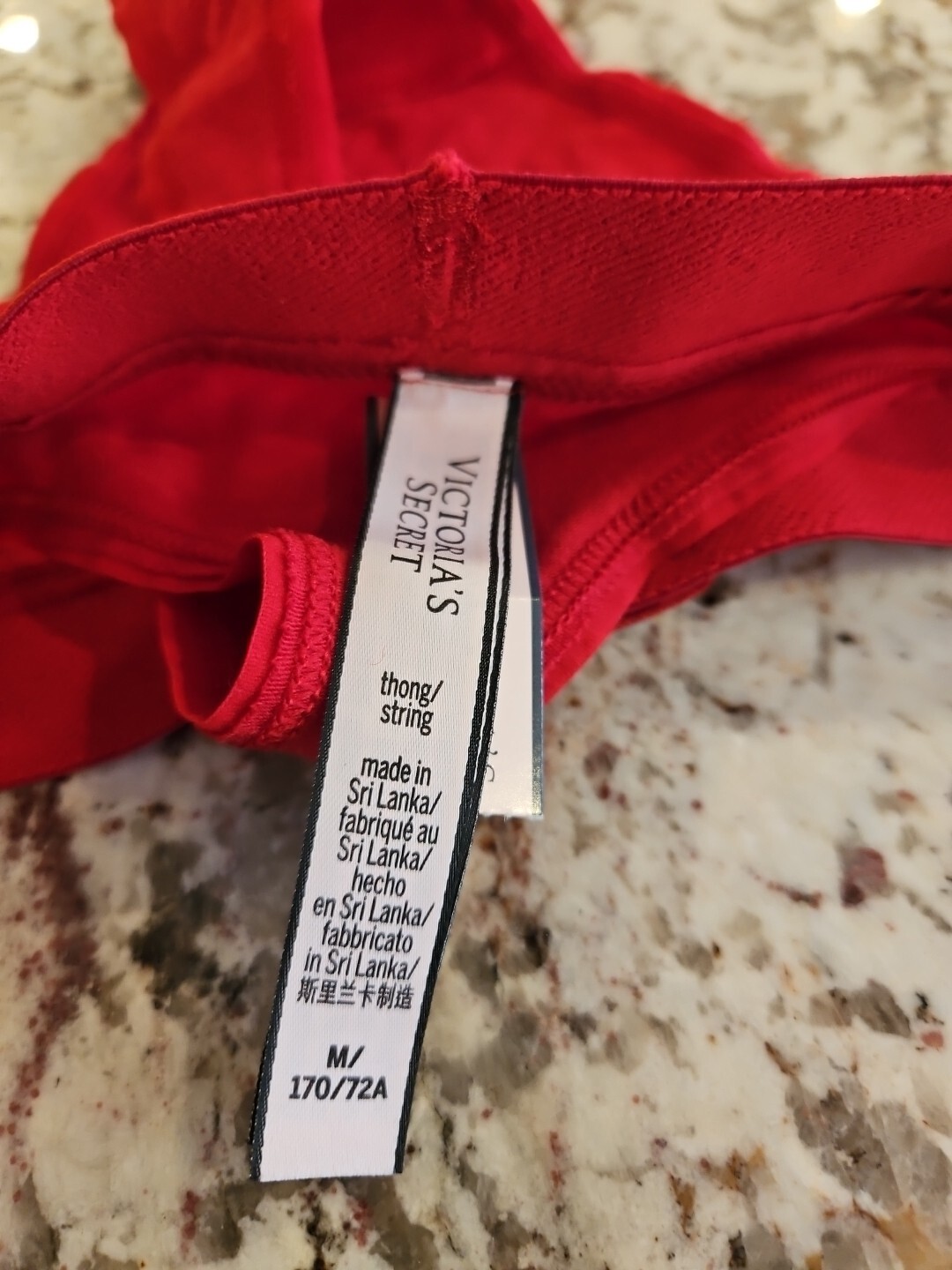 NWT VICTORIA’S SECRET RED SILVER RHINESTONE SHINE THICK WAISTBAND THONG PANTIES