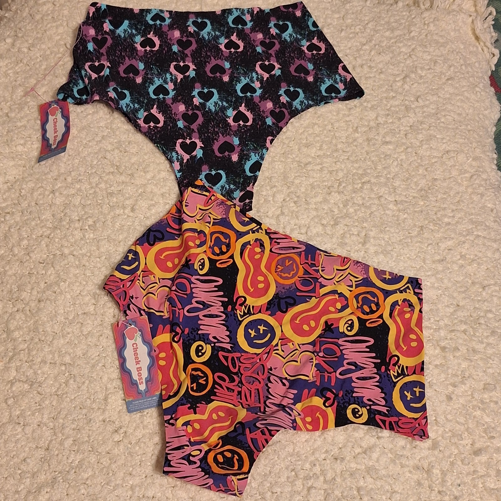 NWT Lot of 2 High Waisted Cheek Boss Womens Underwear Size M Panties Hearts