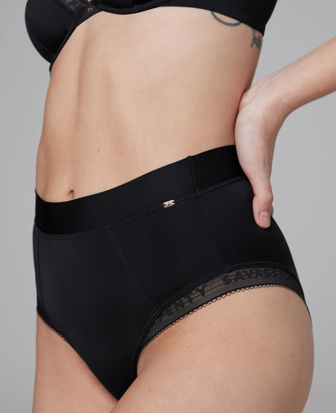 Savage X Microfiber Logo-Trim High-Waist Cheeky Panty, Caviar, 316146, 3X