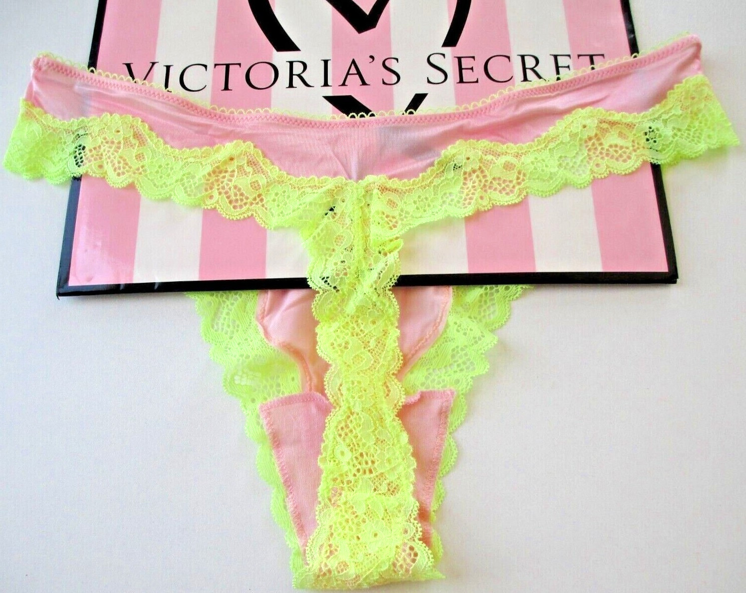 VICTORIA’S SECRET Tease High Leg Thong Panty S M L XL Pretty Blossom Pink Yellow