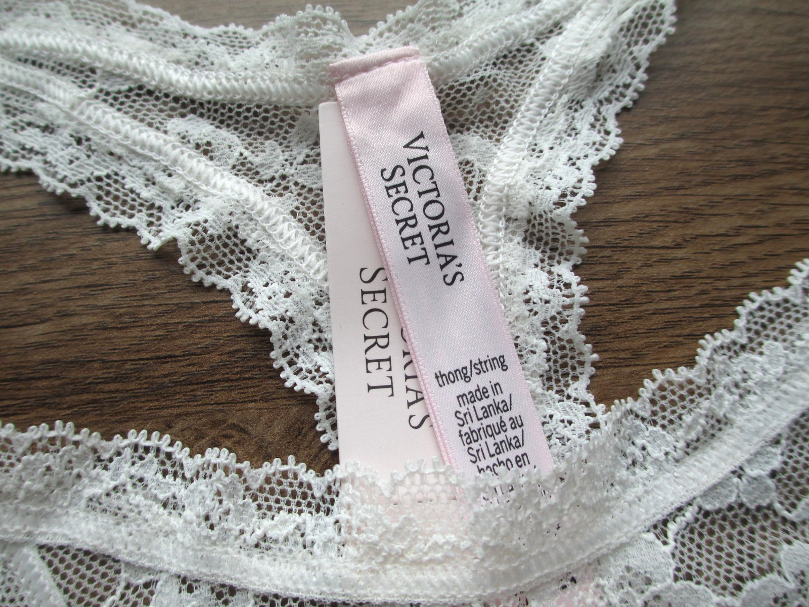 VICTORIAS SECRET High Leg String Thong Panty VS Coconut White Lace S M L XL NWT