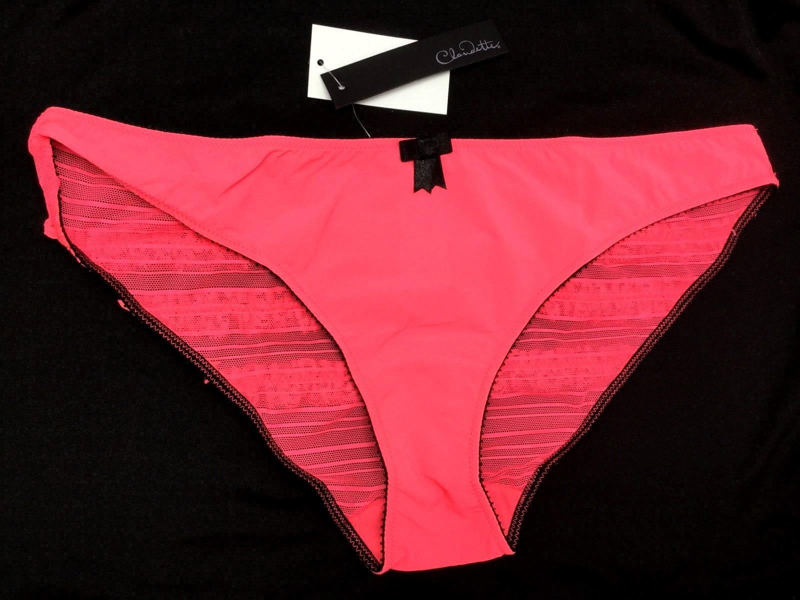 Claudette Sophia Ruffled Back Bikini Panty Lingerie Underwear Panties Hot Coral