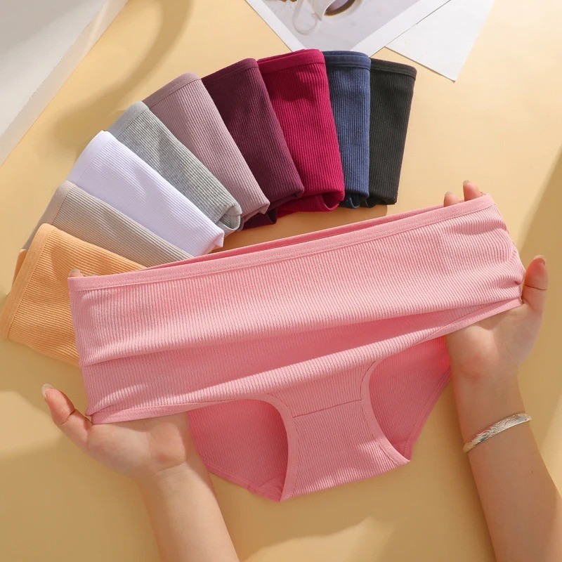 High Waist Cotton Panties Solid Women’s Soft Stretch Underwear S-XXXL 5 Pcs