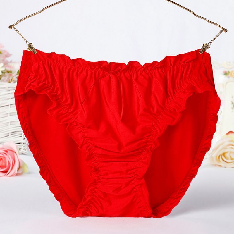 Ruffle Women Panties Underwear Plus Size High Rise Modal Silk Sexy Soft Lingerie