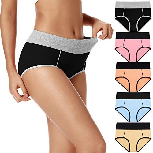 Womens Cotton Underwear High Waist Full Coverage X-Large Multicolored-01-5pack