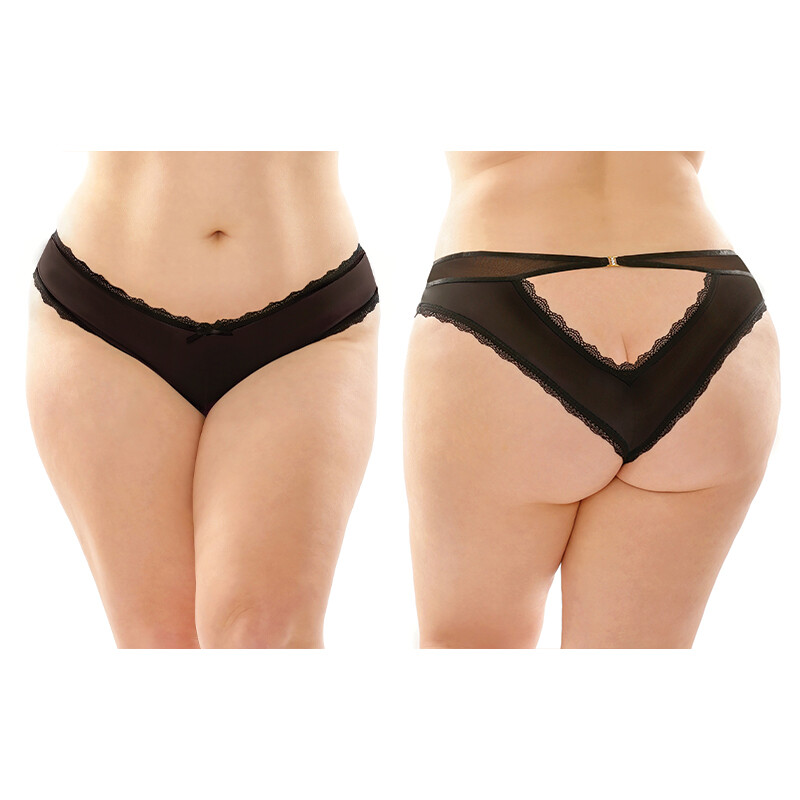 Fantasy Lingerie Dahlia Cheeky Hipster Panty w/ Keyhole Cutout 6-Pack Black