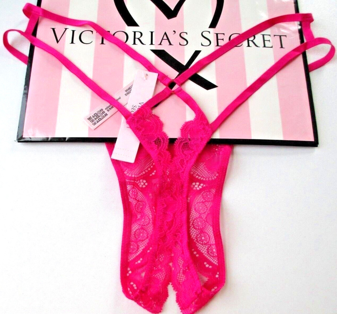 VICTORIA’S SECRET VERY SEXY High Leg Thong Panty VS Pink Lace Open Back S M L XL