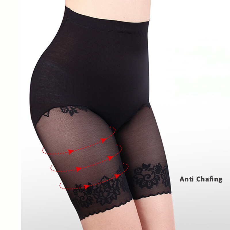 Plus-Size Long Leg Anti Chafing Thin Sexy Lace Slip Shorts Thigh Rub Large Thigh