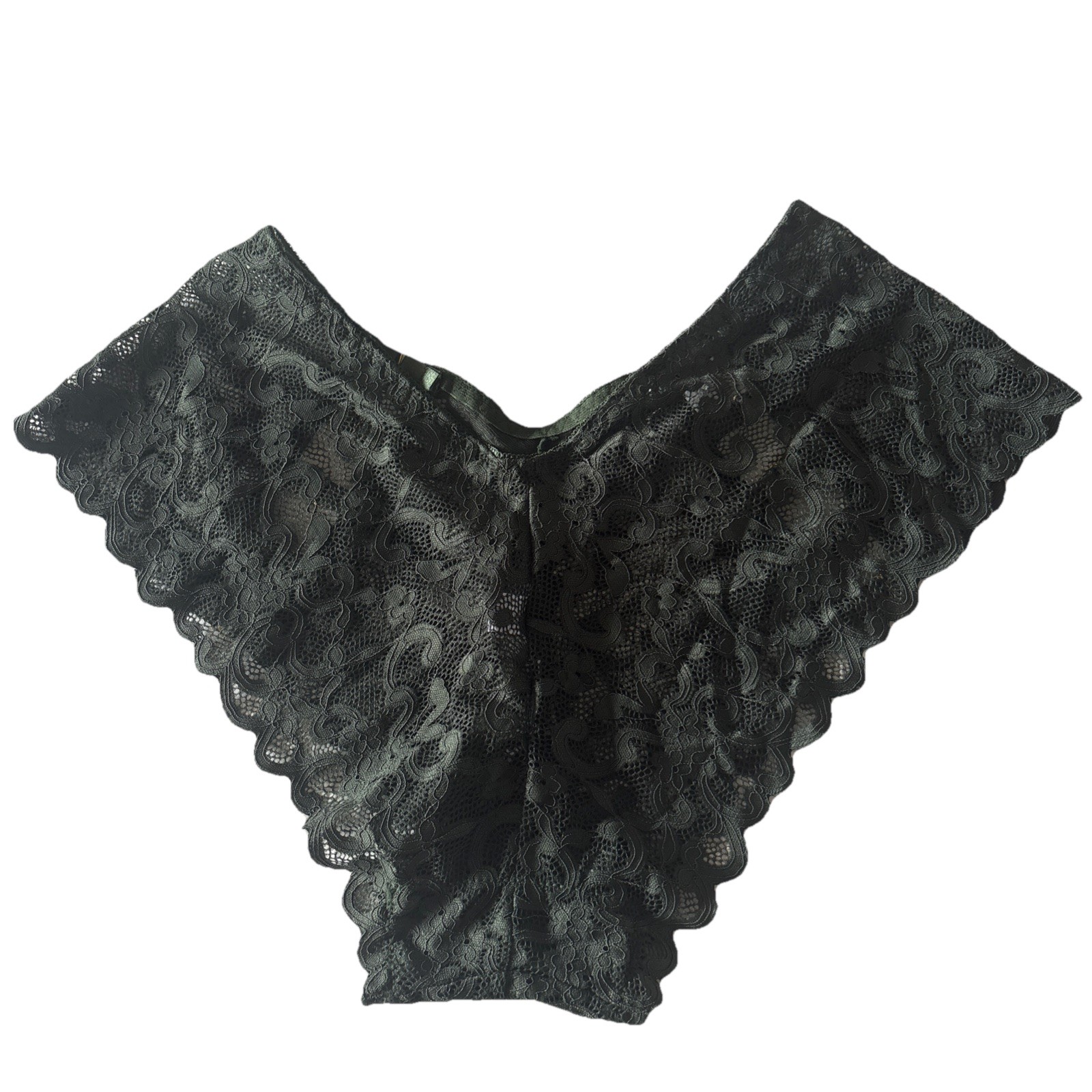 NEW Panties Cheeky BoyShort SIZE Medium Sexy Green Lace With Gold Tone Hardware