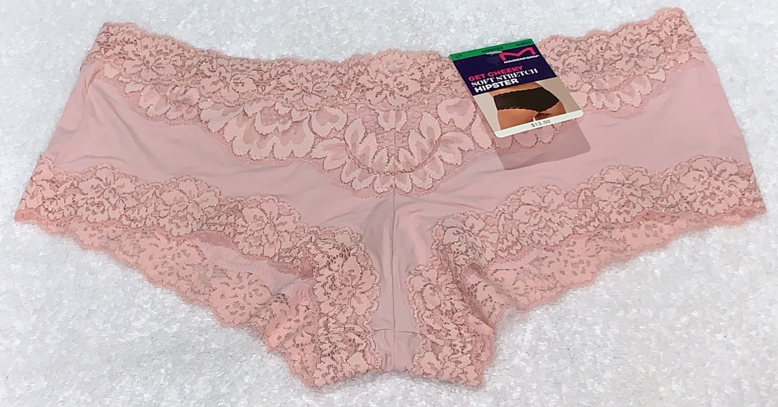 MAIDENFORM Sexy Must Haves Luxurious Lace Pink Cheeky Hipster Panty Womens M L