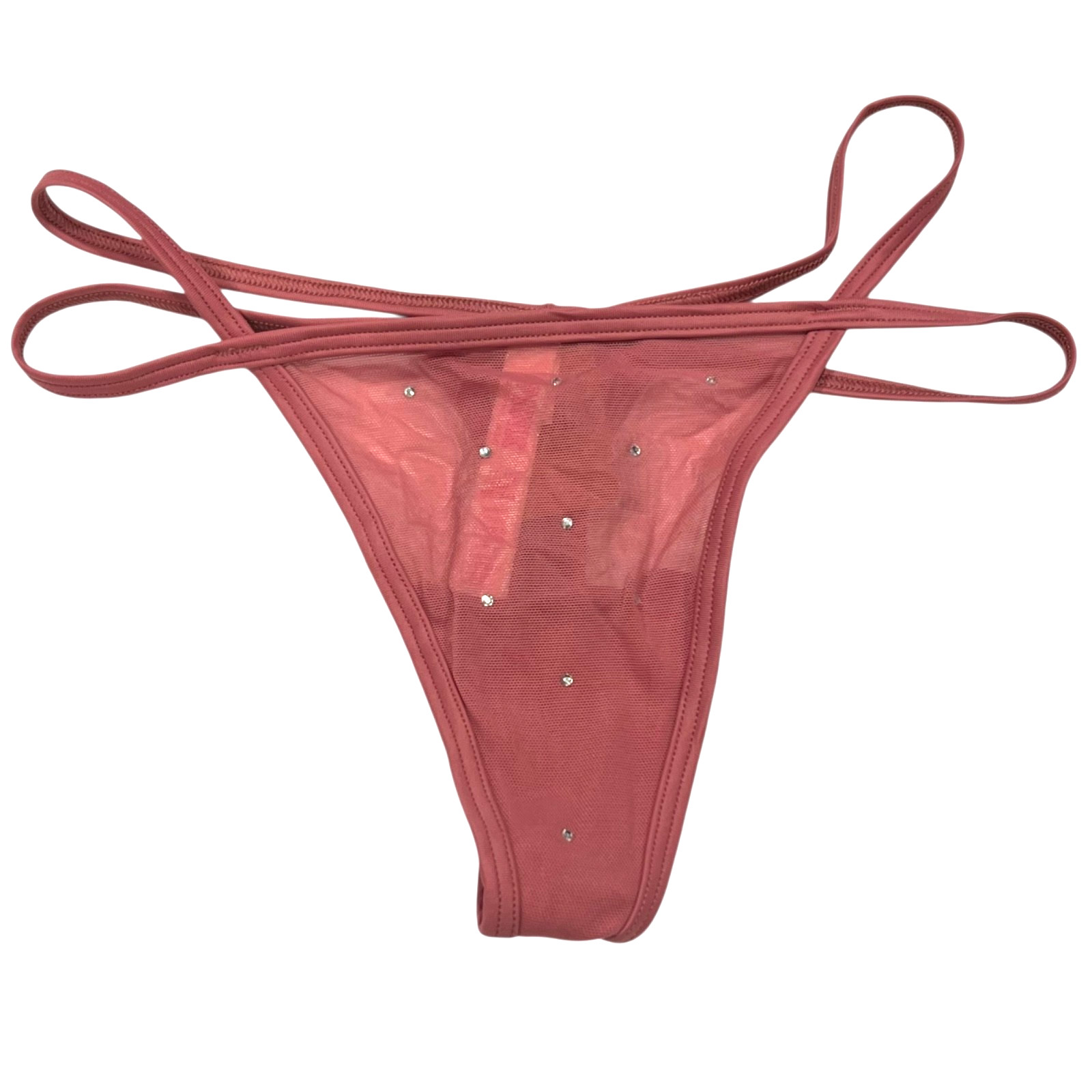 NWT VICTORIA’S SECRET PINK Thong Pantie Sz XS-S-M-L-XL-XXL Pink Mauve Bling Mesh