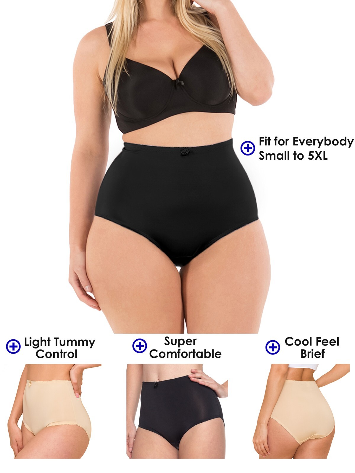 Barbra Women’s Multi-Pack High Waist Cool Feel Brief Underwear Panties Small-5XL