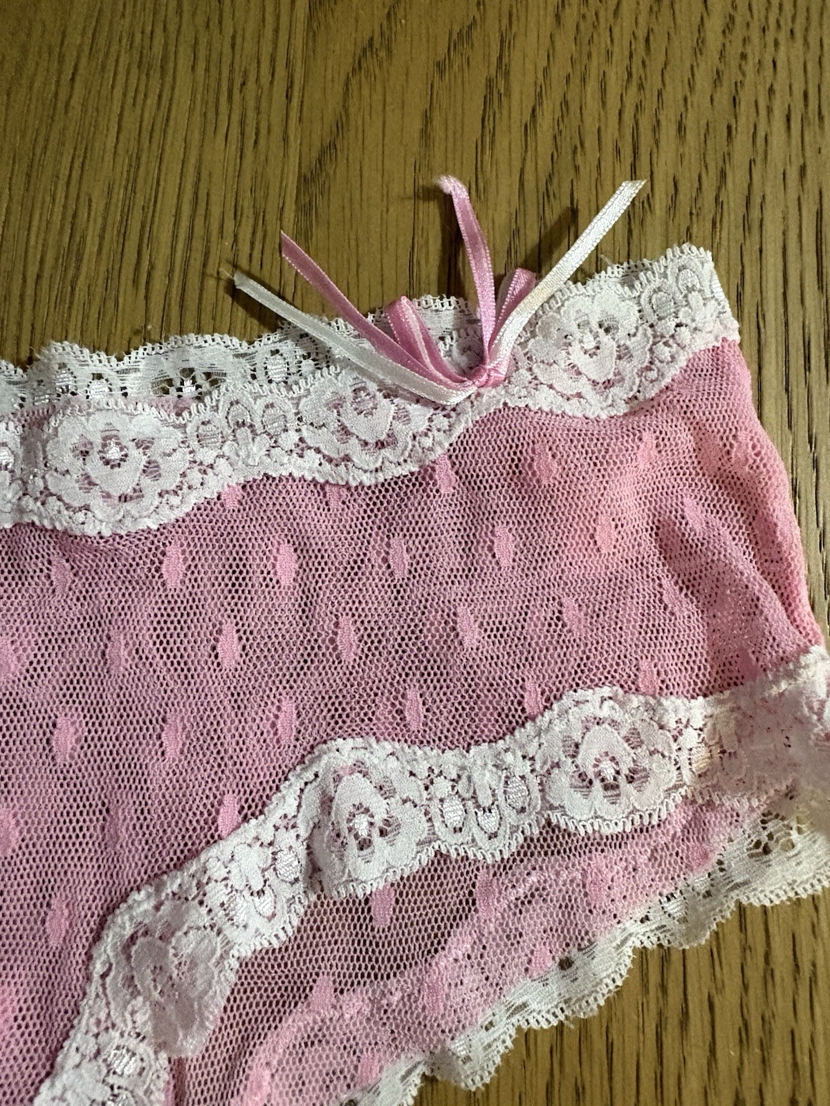 Candies Y2K Pink and White Lace Panties Large Size