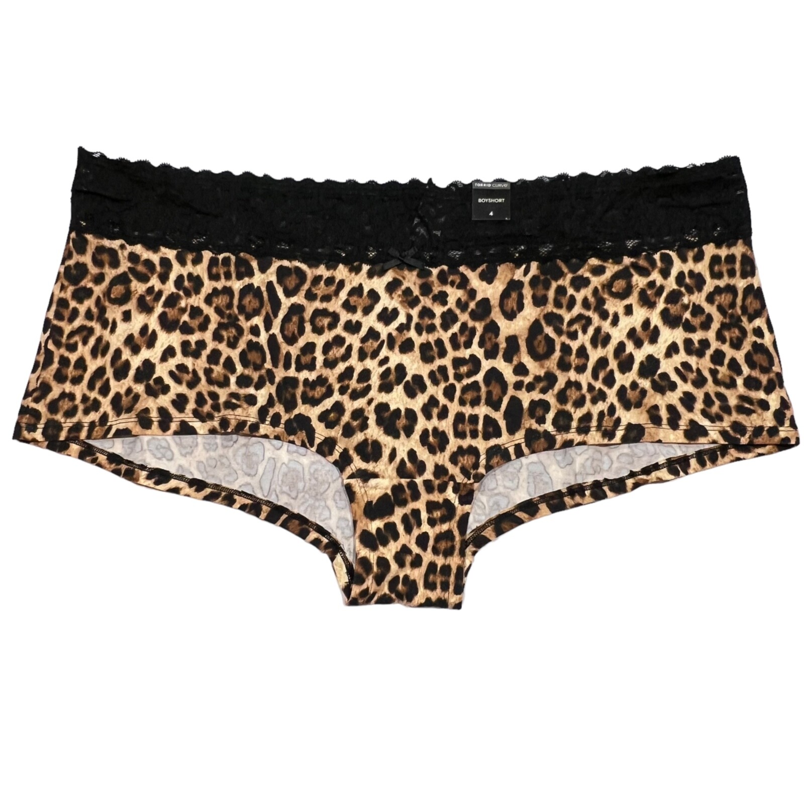 NWT TORRID Boyshort Pantie Sz 00X-4X Black Brown Jersey Lace Animal Print