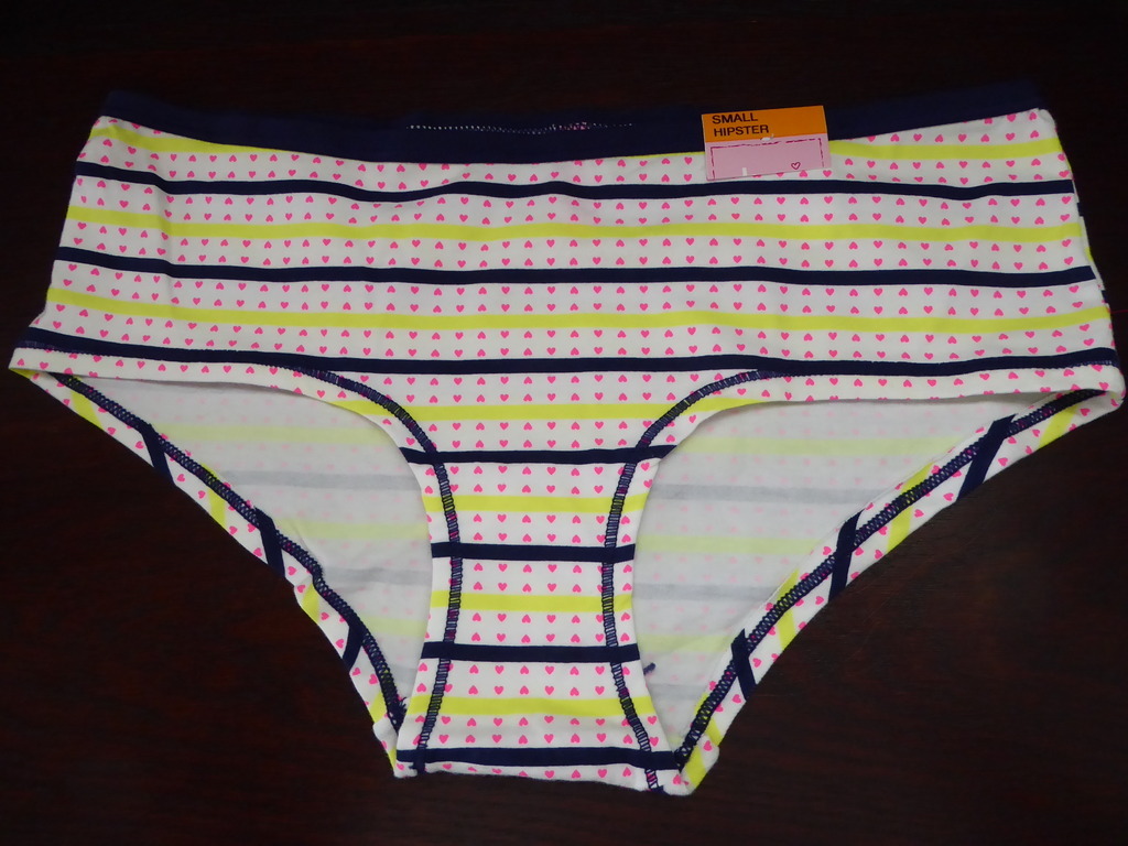 NWT JENNI COTTON SPANDEX BOYLEG HIPSTER PANTIES navy stripe pink heart S M XL