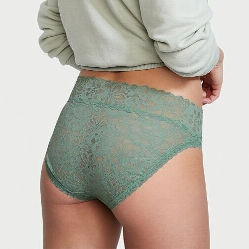 XXL SeaSalt Green THE LACIE FullFloral Lace Victorias Secret HighLeg Brief Panty