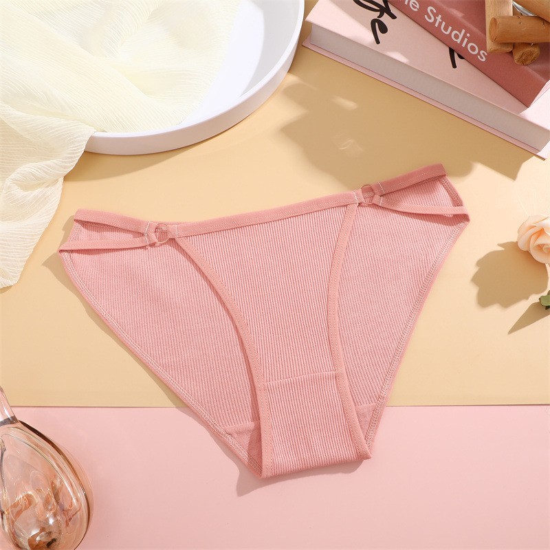3 Pack Ribbed Cotton Low Rise Bikini Panties – Solid Ring Detail Comfort S-XL