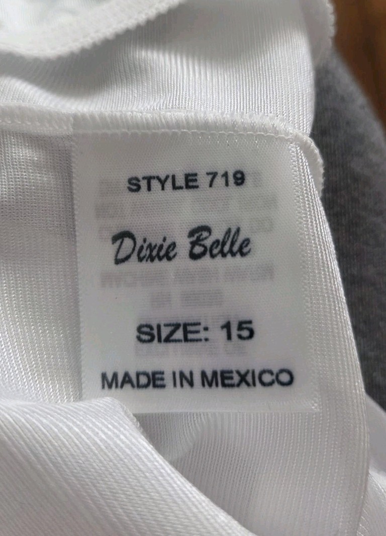 Dixie Belle Scalloped White Nylon Panties Size 15 Full Briefs 2 Pair Plus Size