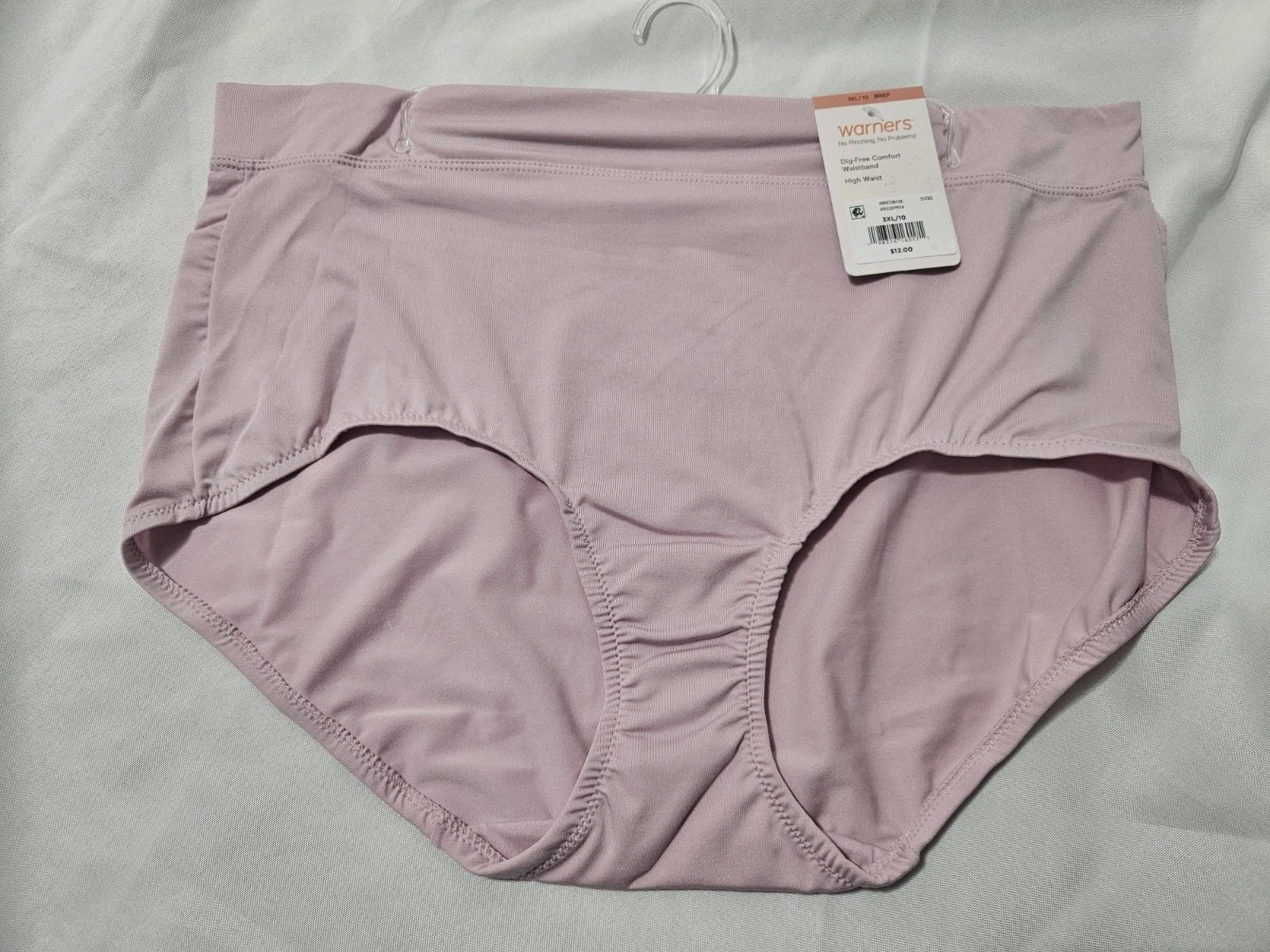 WARNERS, WOMEN’S NEW PINK POLY BL HI WAIST FULL BRIEF, SIZE 10/3XL