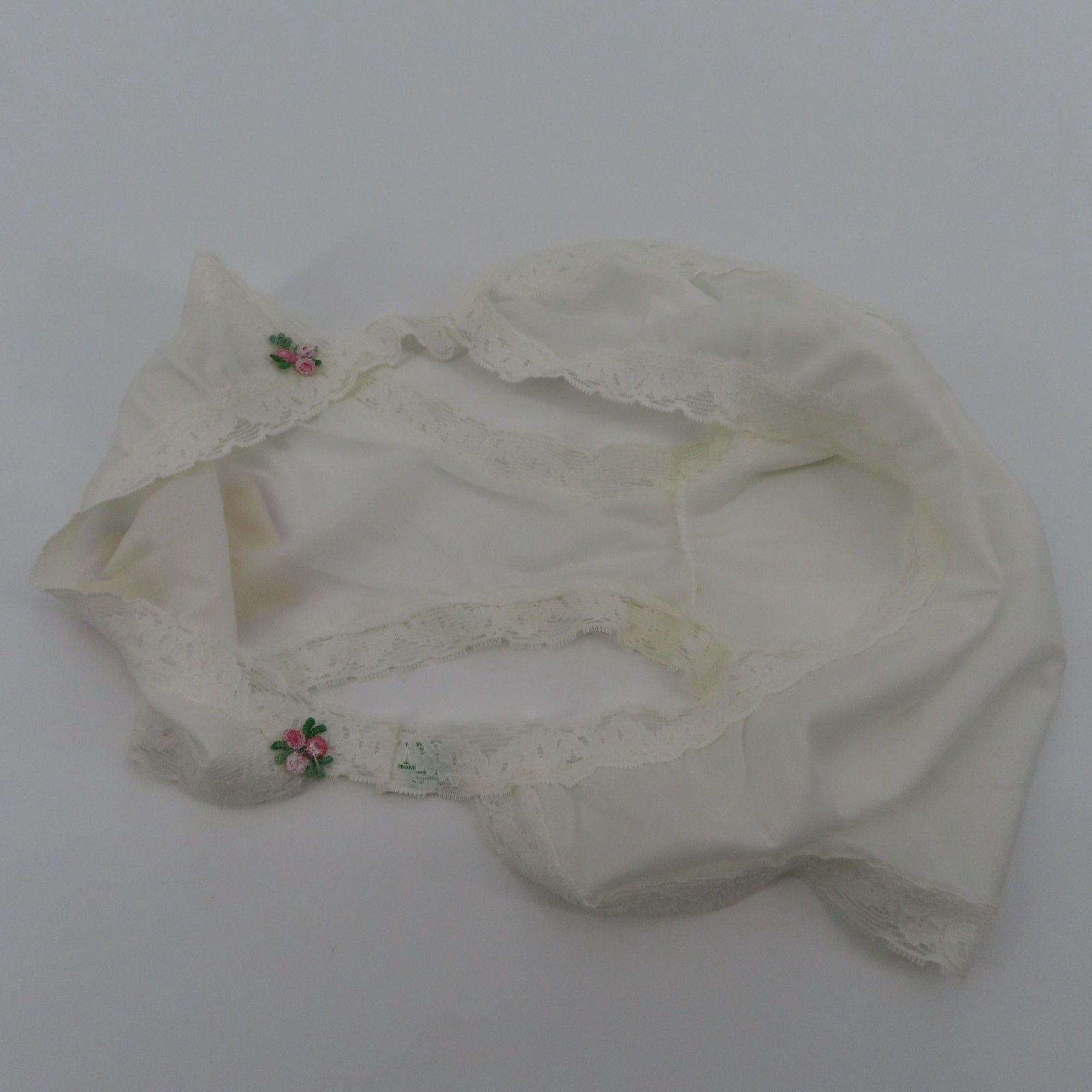 VTG Tutu Bikini Women 7 Panty Solid White Pink Rosette Rose Lace Trim 1950s NEW