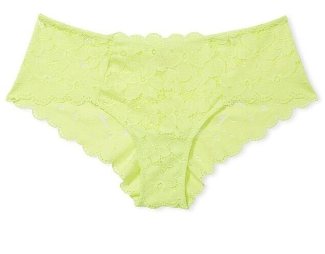 L NEON Lime Citron Glow ALL Daisy FLORAL LACE Victorias Secret CHEEKY Pantie