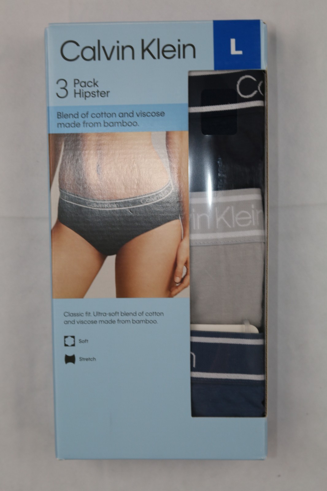 Calvin Klein Womens 3 Pack Hipster Underwear L Black Pink Nude Gray Navy