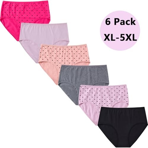 Women’s Cotton Plus Size Underwear Ladies Panties Briefs XL-5XL 5X-Large 6 Pack
