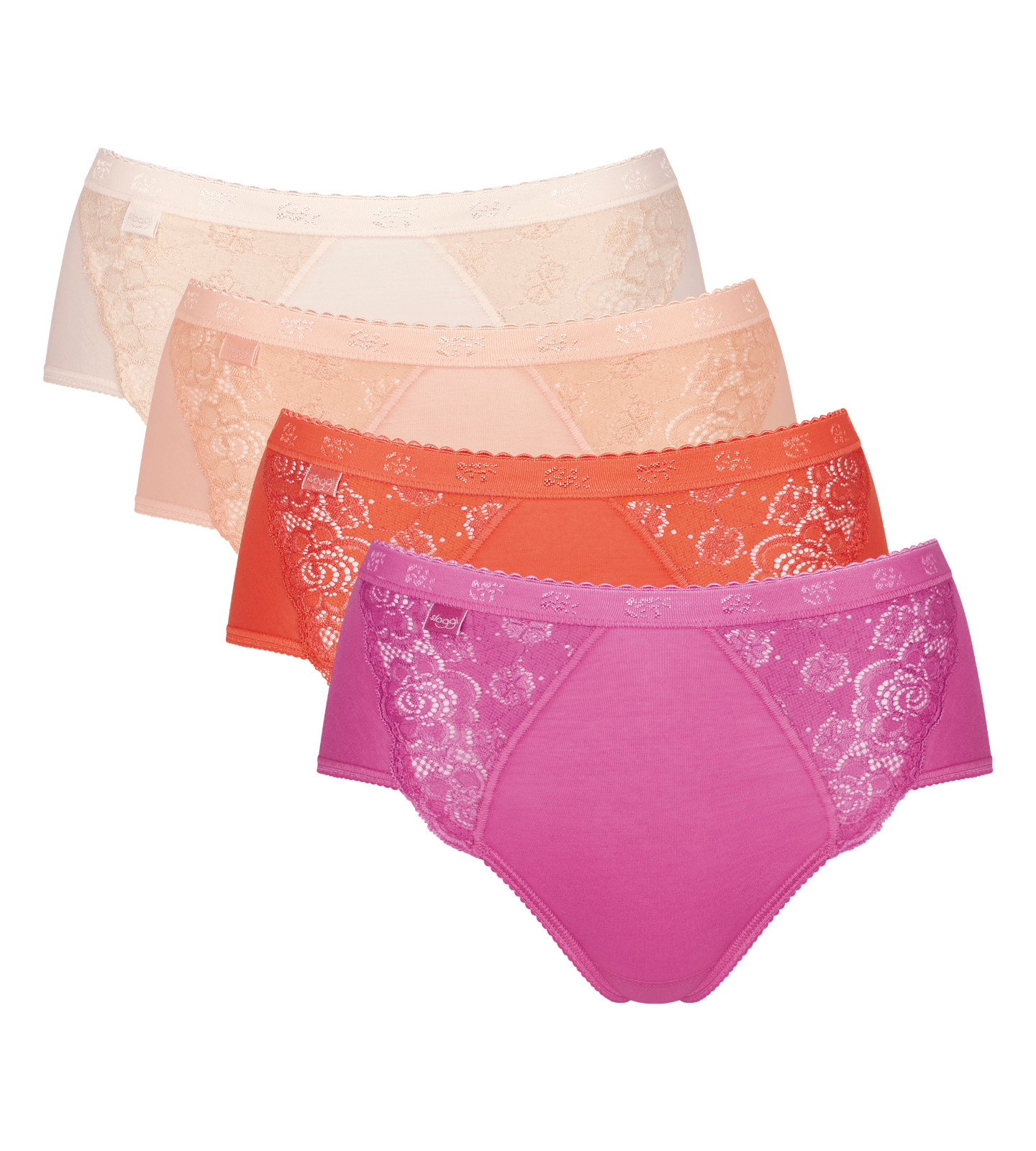 Sloggi Chic Midi Brief Lace Knickers 4 Pack 85% Cotton 10214674 RRP £48.00