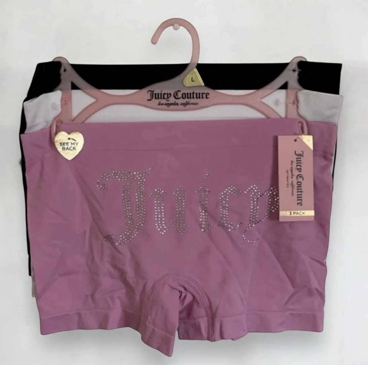 Juicy Couture Intimates Boy Short Bling Rhinestone Retro Y2K Panties 3-Pack Set