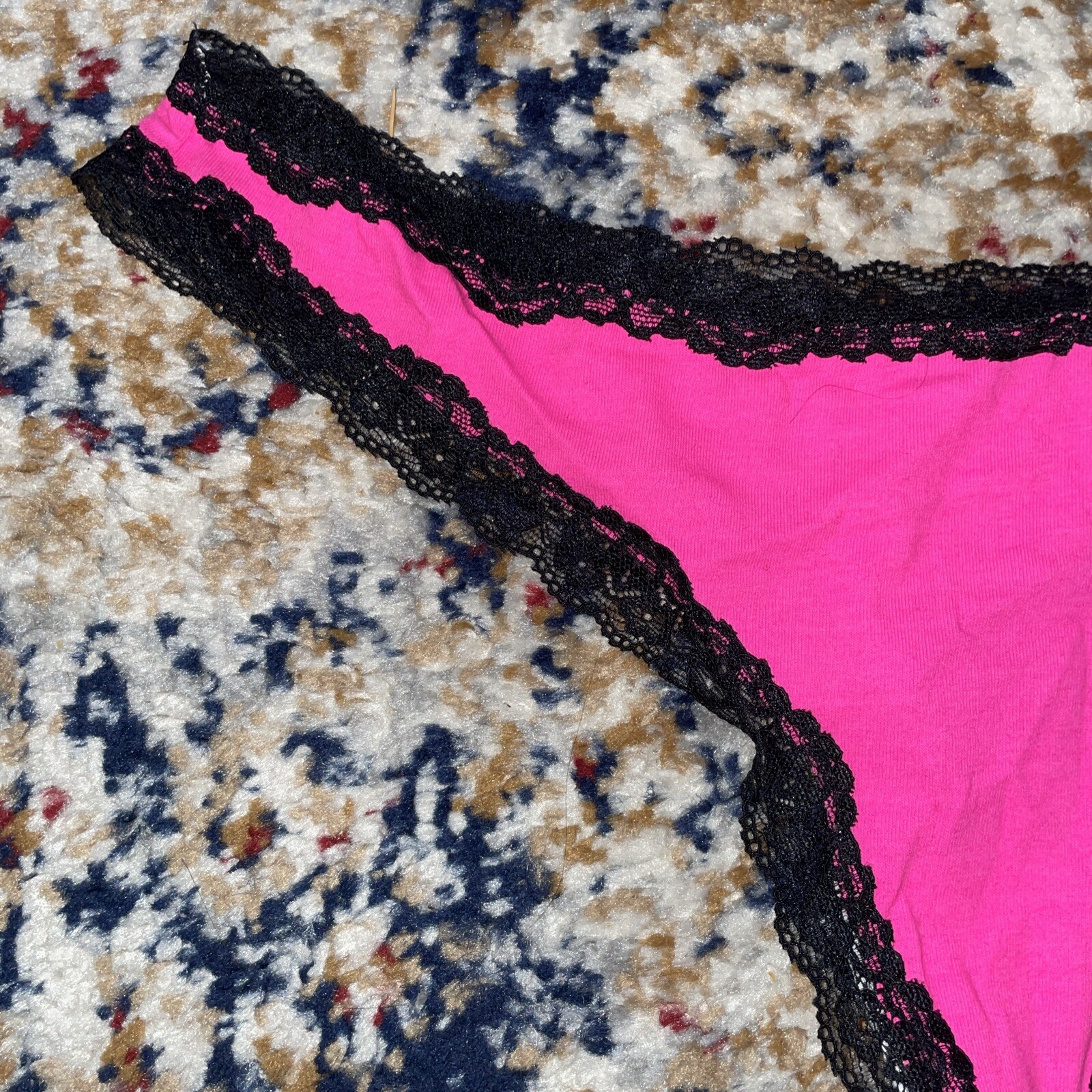 NWT Flirtitude Pink With Black Trim And LaceThong Medium