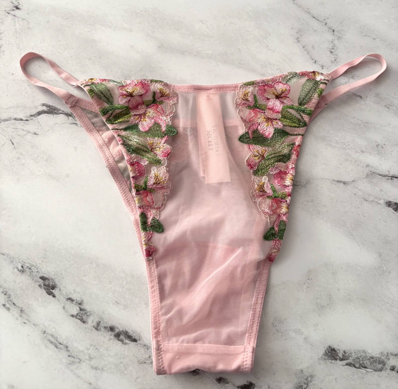 Victoria’s Secret String Brazilian Panty Dream Angels Mesh Lily Embroidered