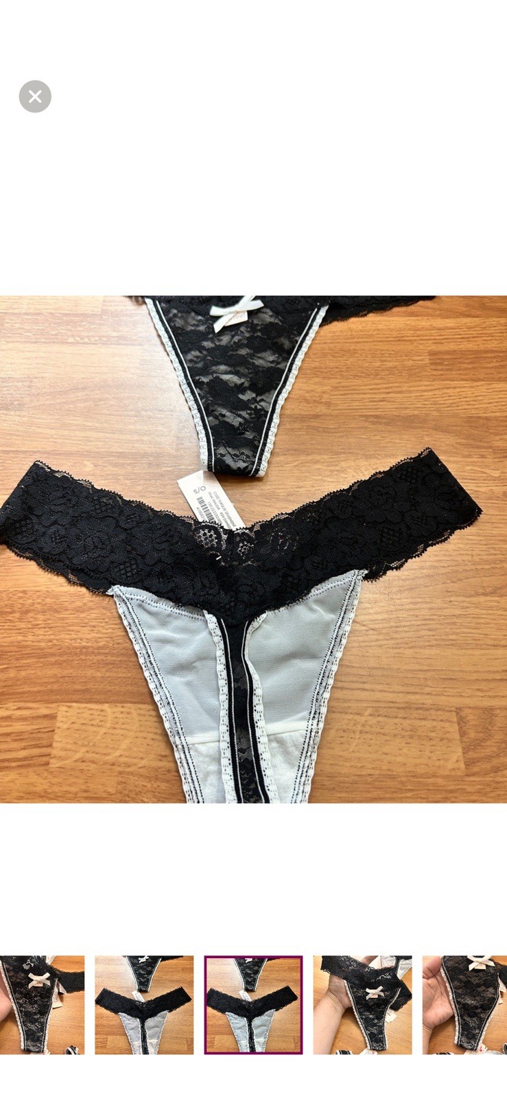 La SENZA Black Lace Panties with White Bow 3-Pack size S