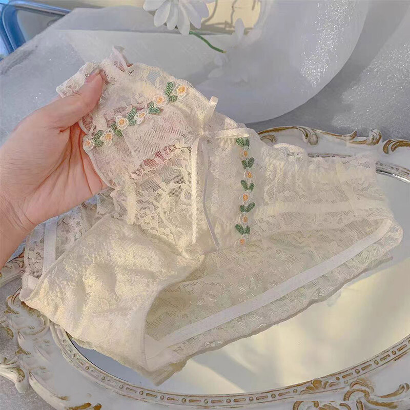 New Japanese Womens Lace Floral Panties Briefs Sheer Underpants Lolita Knickers