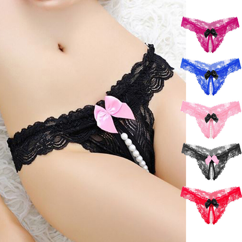 Sexy Women’s Crotchles Pearl Panties Lace Thongs G string Lingeries Underwear