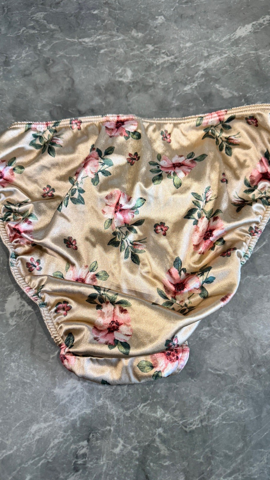 Satin Sissy Floral True VTG Victoria Secret Second Skin Panties Signature SzL
