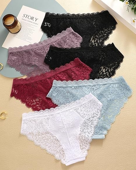 6 Tangas de Encaje suave Floral Ropa Interior Sexy Bragas de Moda para Mujer,,,,