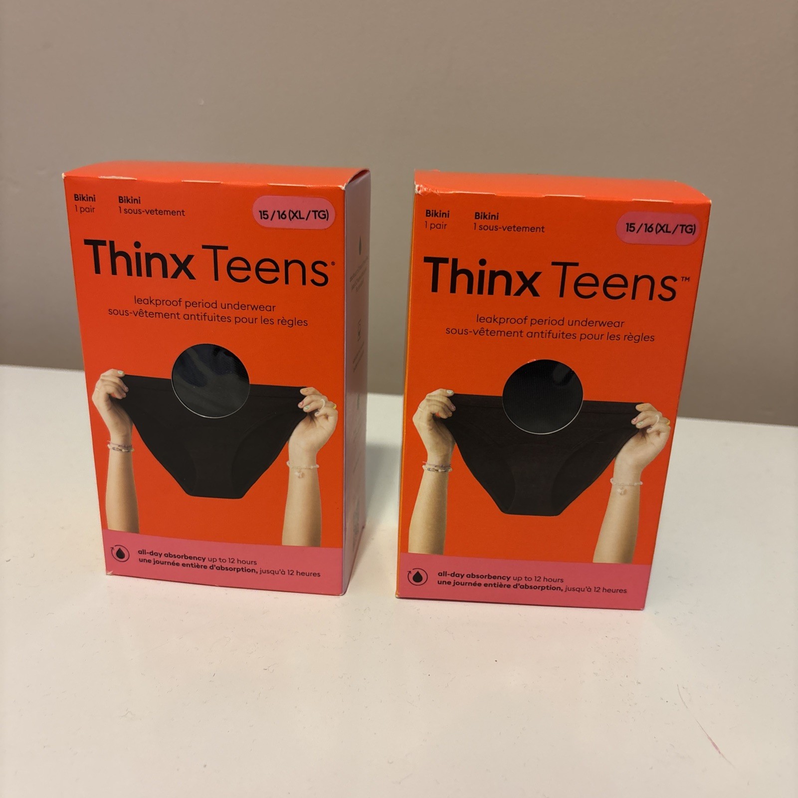 Lot Of Two Thinx Teens Cotton Bikini Leakproof Period Underwear, Size 15/16