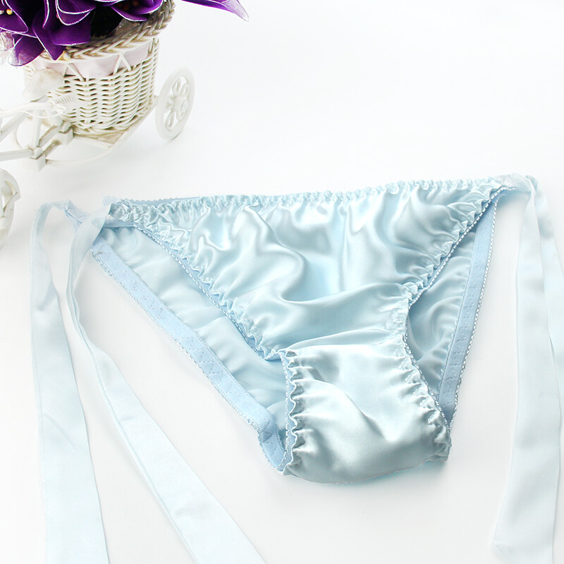 Womens 100% Silk Low-Rise Bikinis Underwear Knickers Cute Brief Side Tie Panties