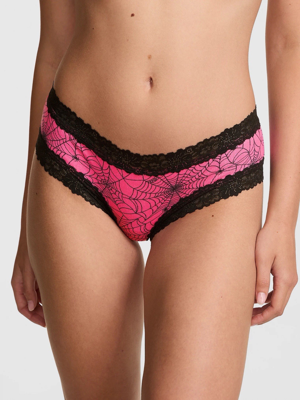 Victoria Secret PINK WINK LACE-TRIM CHEEKY PANTY Spider Web XL