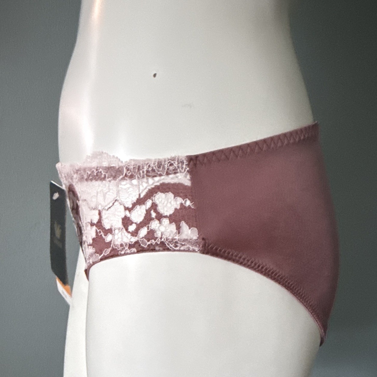 Wacoal Bikini Panties S Mauve/Pink Floral Lace Trim Stretch Polyester NWT