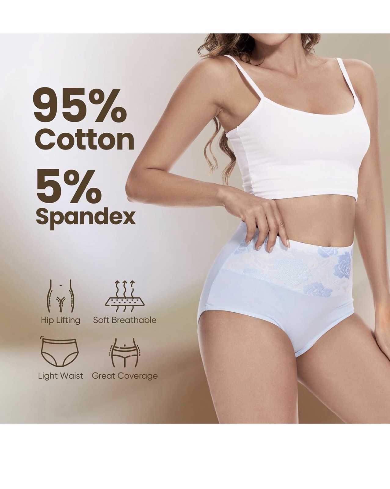 8 Pk Honzadar Women’s Cotton Waist Underwear Stretch Briefs Multipack 2XL