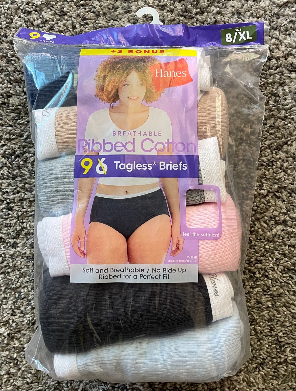 Hanes Womens Ribbed Cotton Briefs 9-Pack – Super soft – BRAND NEW – Gift!!!