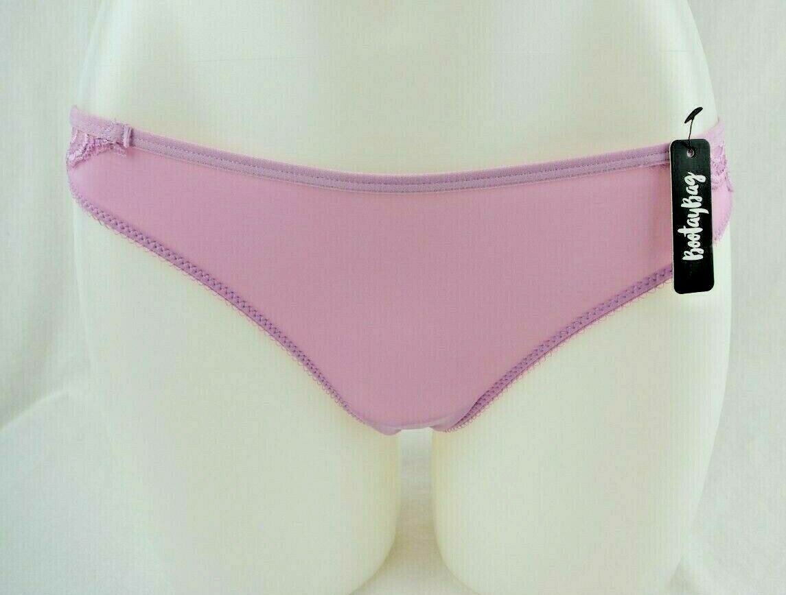 BootayBag Lilac Floral Lace Back Nylon Blend Bikini Panties Women’s Sz Small NWT