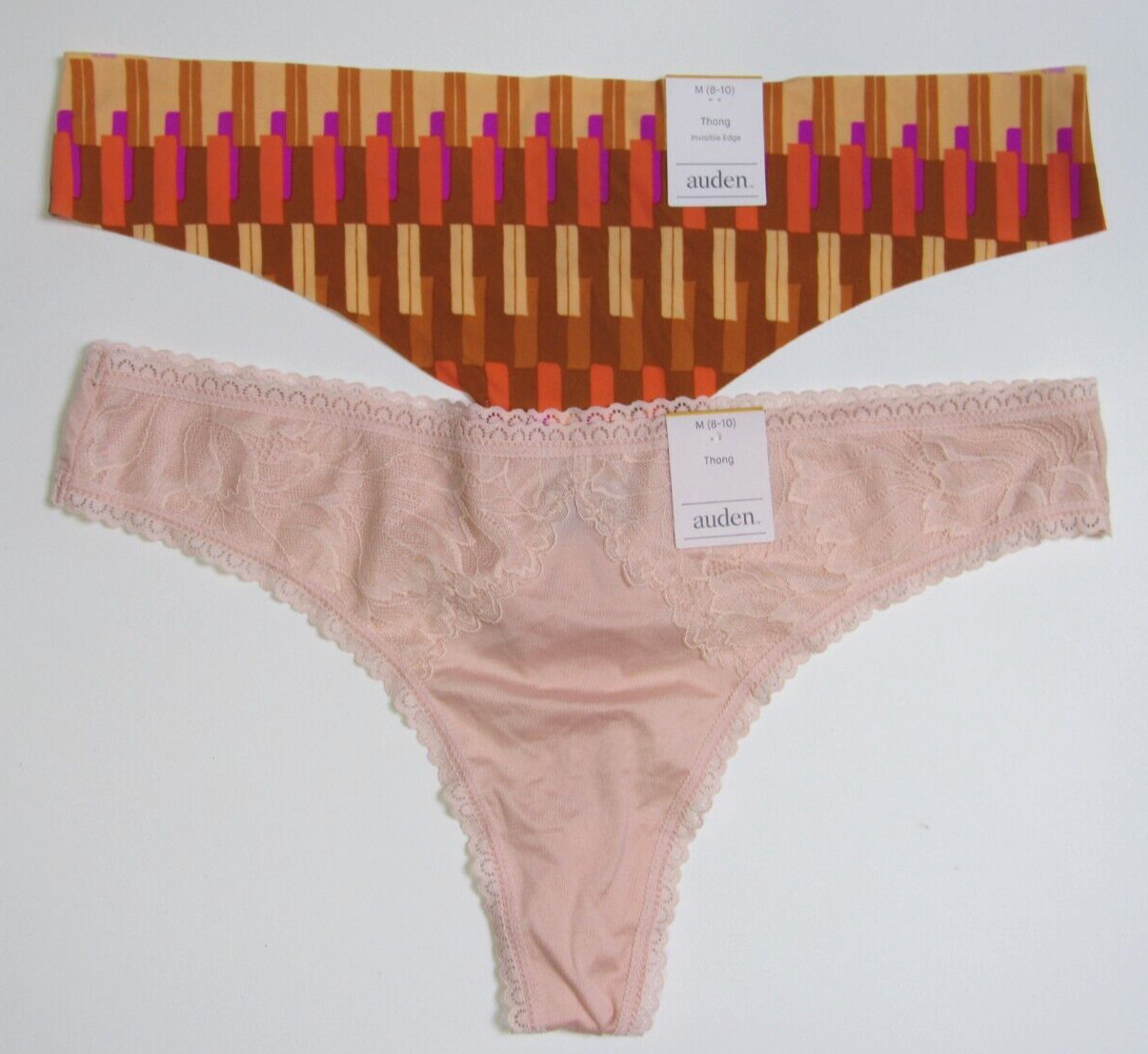 Auden Women’s Thong Variety 2 Pack Panties Size Medium (8-10)