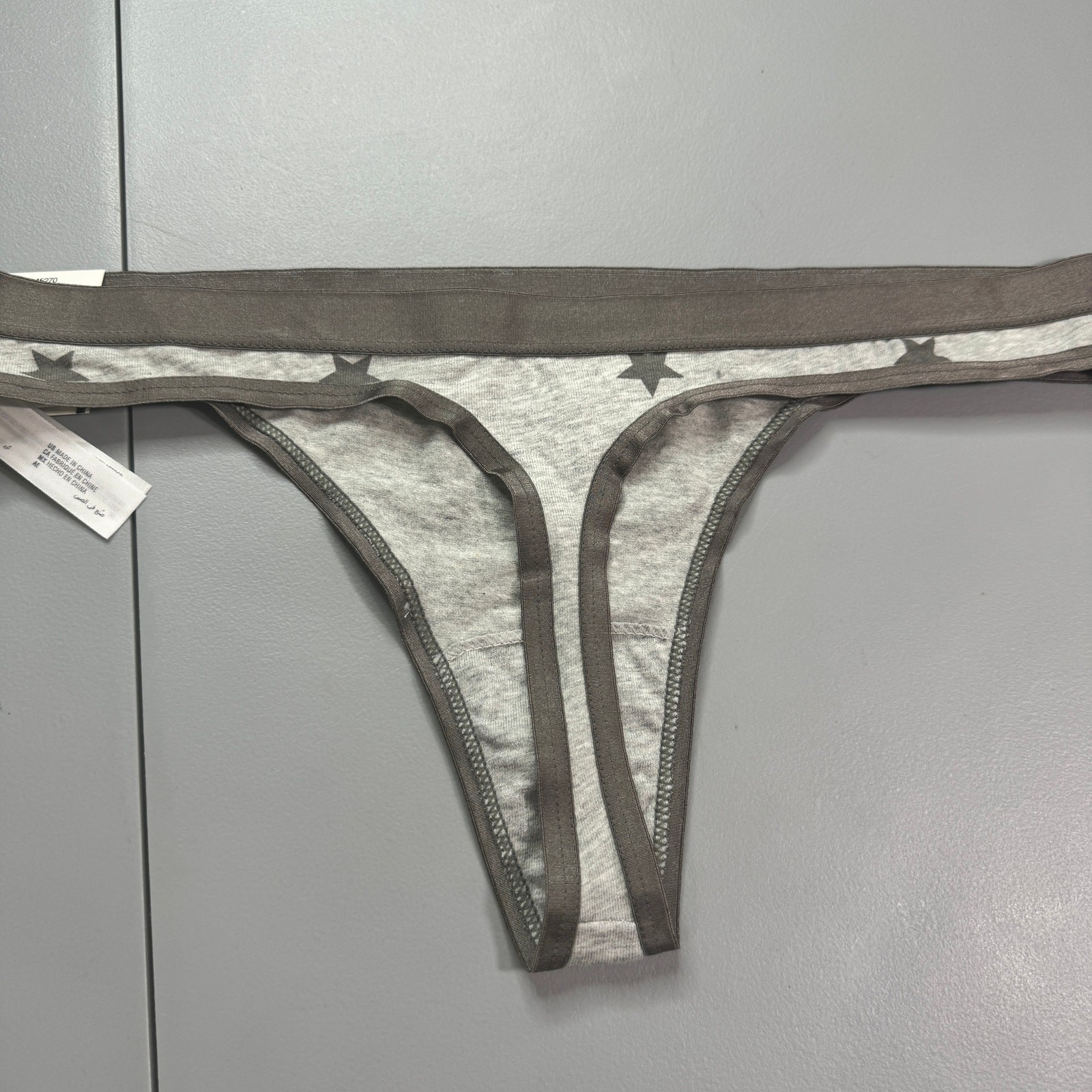 Jenni Womens Thong Panties Size Large Gray Stars 5 Pack Cotton New