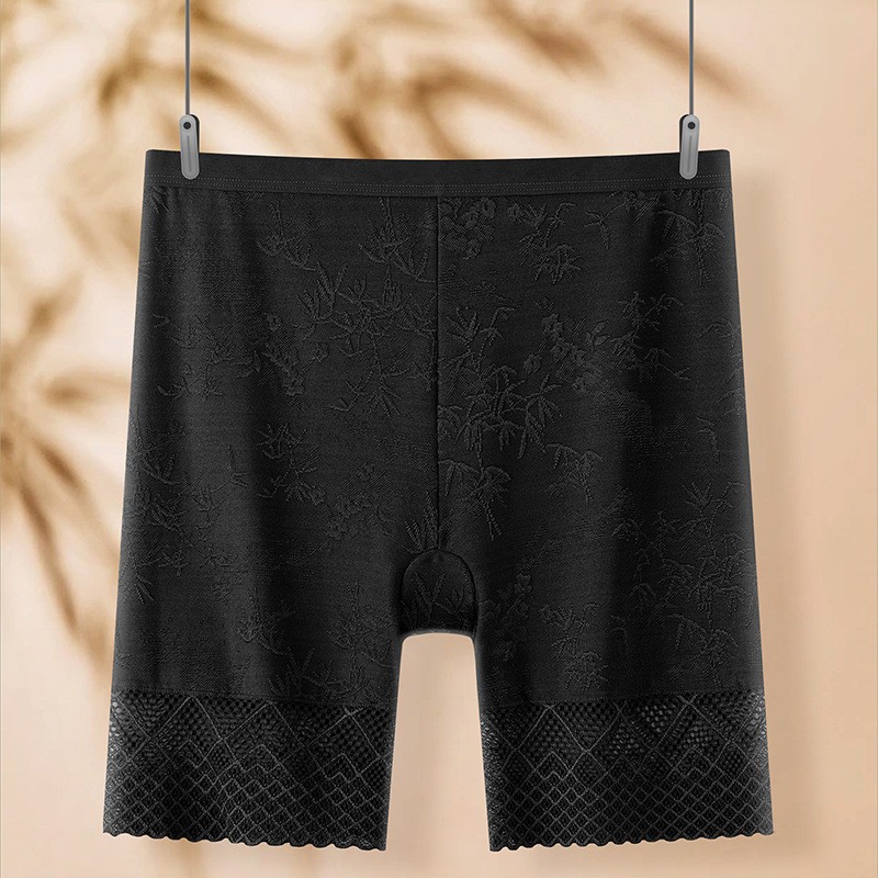 Women High waist Leggings Floral lace ice silk Plus size safety Underpants 92261