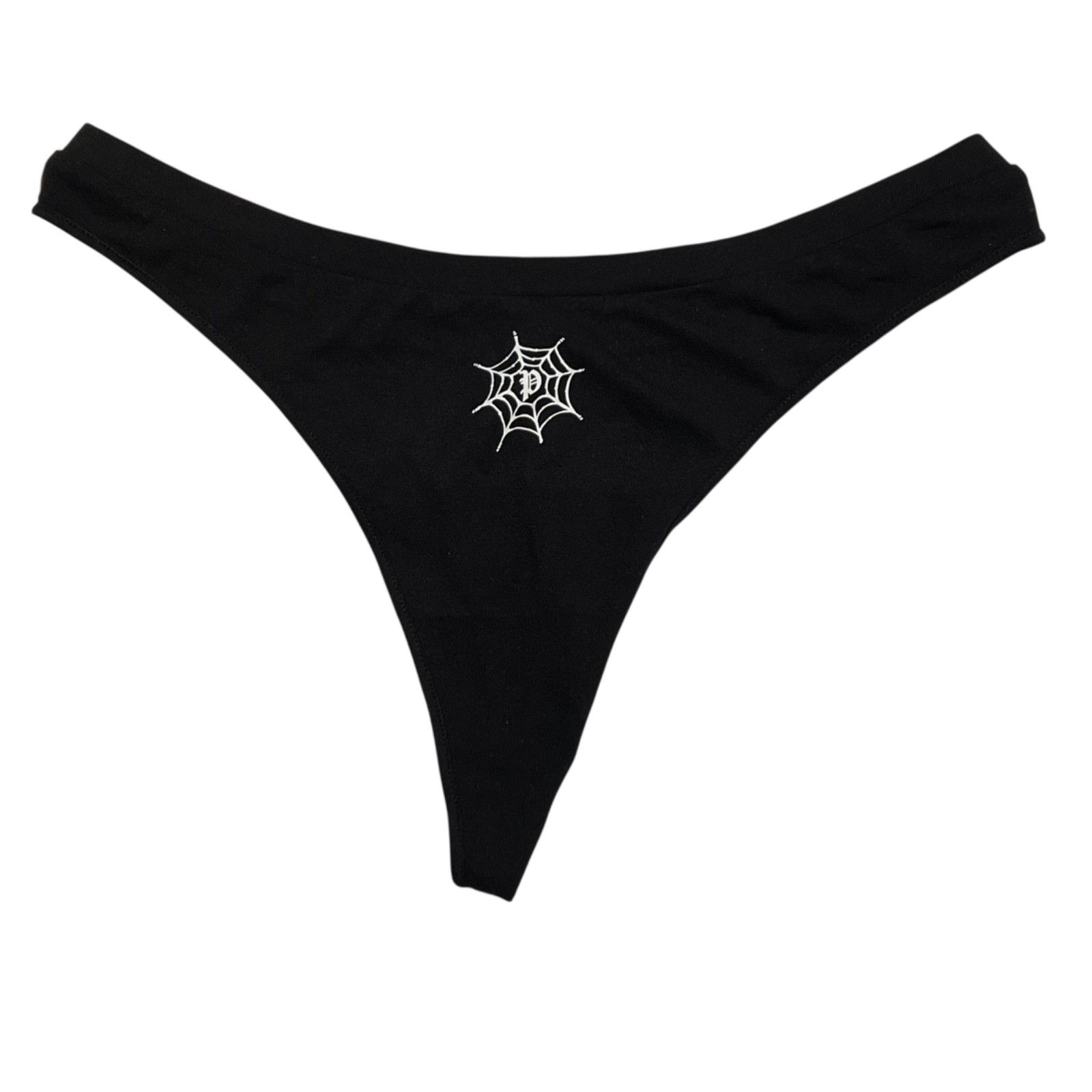 NWT VICTORIA’S SECRET PINK Thong Pantie Sz S-M-L-XL Black White Spider Web