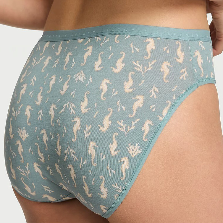 M L XL XXL Teal Seahorse Cotton Victorias Secret High-Leg Waist Brief Pantie