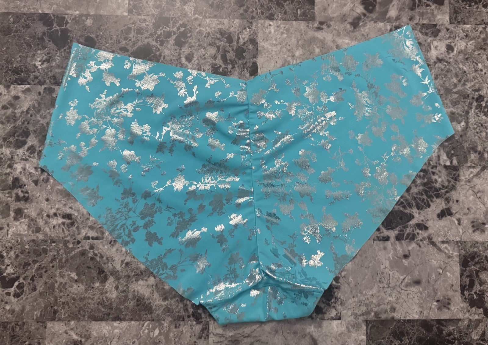 NWT VICTORIA’S SECRET XL SMOOTH TEAL SILVER FLORAL NO SHOW HIPHUGGER PANTIES