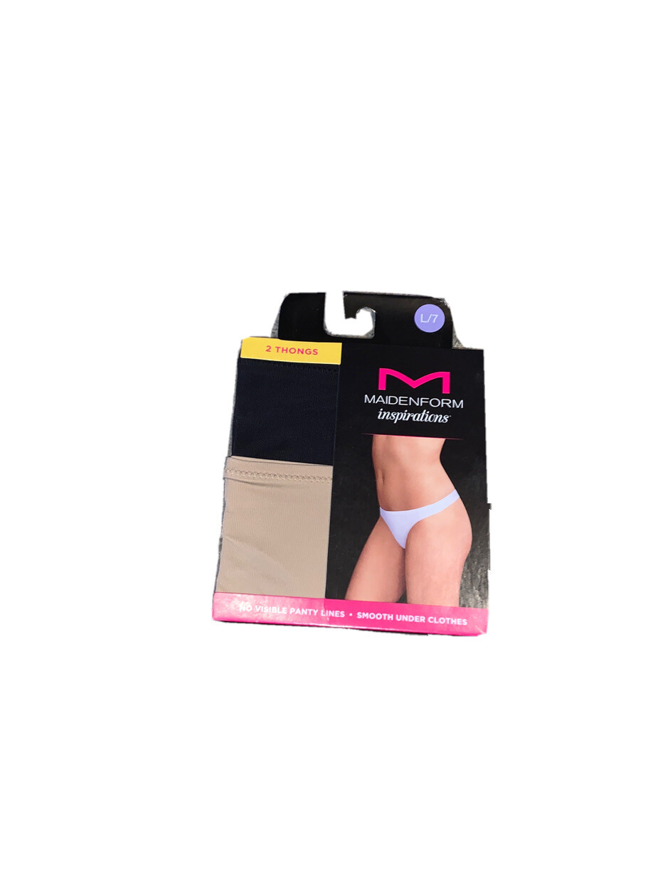 4 Pair, Women’s 7 / L Thong MaidenForm Inspirations Black And Tan Underwear